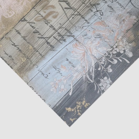 Rustikales Holz, pastellfarbene Blume Seidenpapier (Detail)