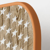 Rustikales Holz Patriotic USA Flag Personalisiert Pickleball Schläger (Linke Seite)