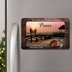 Rustikales Holz Personalisiert Holiday Foto Magnet