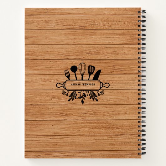 Rustikales Holz Personalisiert Kochen Familienreze Notizblock (Rückseite)