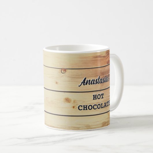 Rustikales Holz Personalisierte Heißgetränke Kaffeetasse (VorderseiteRechts)
