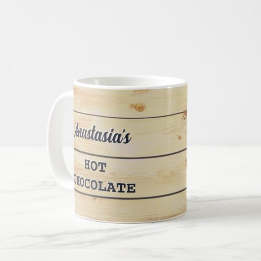Rustikales Holz Personalisierte Heißgetränke Kaffeetasse (Vorderseite Links)
