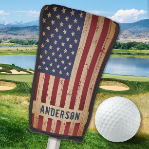 Rustikales Holz Personalisierte patriotische ameri Golf Headcover
