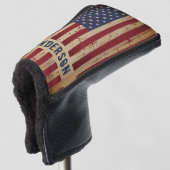 Rustikales Holz Personalisierte patriotische ameri Golf Headcover (3/4 Vorderseite)
