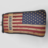 Rustikales Holz Personalisierte patriotische ameri Golf Headcover (Vorderseite)
