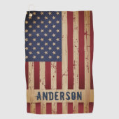 Rustikales Holz Personalisierte patriotische ameri Golfhandtuch (Vorderseite)