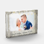 Rustikales Holz Personalisiertes Foto Hochzeit Kee (Links)