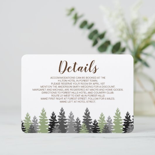 Rustikales Holz - Pinienkarte Begleitkarte (Stehend Vorderseite)