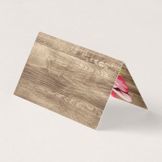 Rustikales Holz & Pink Hibiskus Vielen Dank (Rückseite)