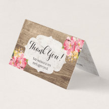 Rustikales Holz & Pink Hibiskus Vielen Dank