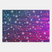 Rustikales Holz Pink Lila Schneeflocken Weihnachte Geschenkpapier Set (Vorderseite 3)