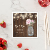 Rustikales Holz Pink Peony Floral Mason Jar | Hoch Serviette (Beispiel)