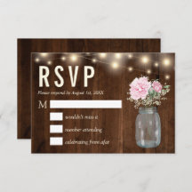 Rustikales Holz Pink Peony Floral Mason | RSVP-Kar