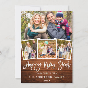 Rustikales Holz Pinselschrift 4 Foto Neues Jahr Feiertagskarte
