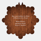 Rustikales Holz Print Frohe Weihnachts-Foto Ornament Karte (Rückseite)