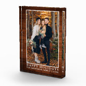 Rustikales Holz Print Happy Holidays Foto Block (Rechts)