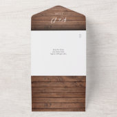 Rustikales Holz QR Code Monogram Floral Wedding All In One Einladung (Außenbereich)