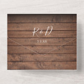 Rustikales Holz QR Code Monogram Floral Wedding All In One Einladung (Rückseite)