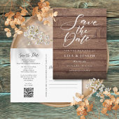 Rustikales Holz QR-Code-Skript Save the Date Postkarte