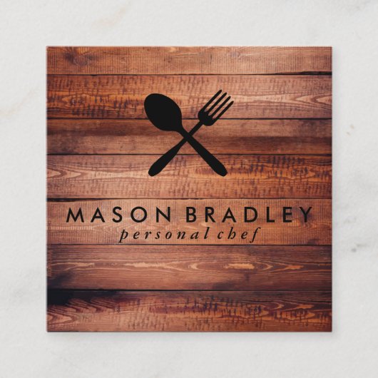 Rustikales Holz Quadratische Visitenkarte (Vorderseite)