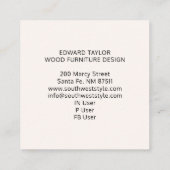 Rustikales Holz Quadratische Visitenkarte (Rückseite)