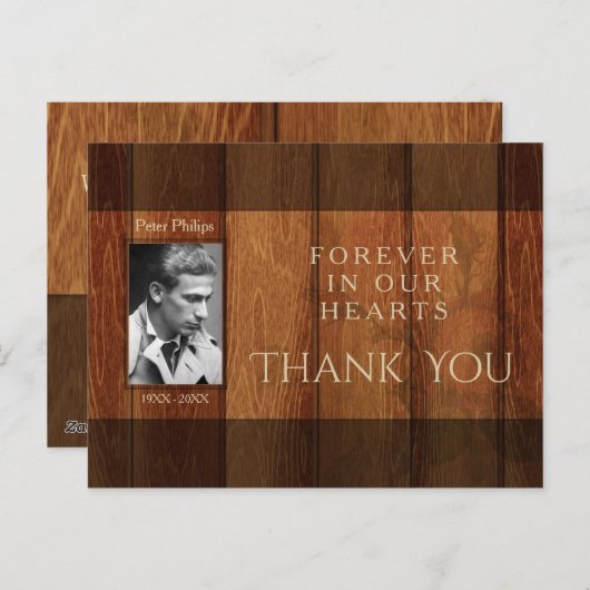 Rustikales Holz Rahmen Beileid Danke Postcard Postkarte (Vorne/Hinten)