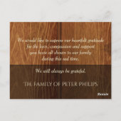 Rustikales Holz Rahmen Beileid Danke Postcard Postkarte (Rückseite)