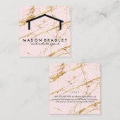Rustikales Holz / reales Anwesen | Rosa Goldmarmor Quadratische Visitenkarte (Vorne/Hinten)