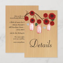 Rustikales Holz Red Floral Mason Jar Hochzeitdetai