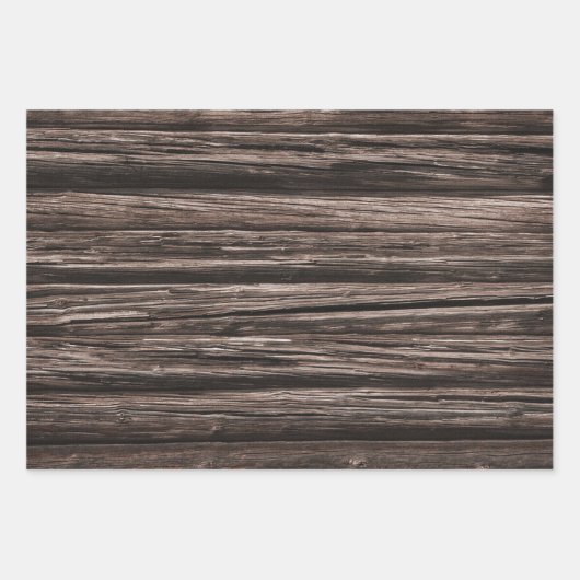 Rustikales Holz Red Poinsettias Pine Needles Weihn Geschenkpapier Set (Vorderseite 3)