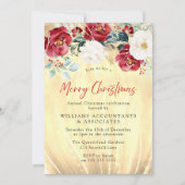 Rustikales Holz Red White Gold Frohe Weihnachts-Pa Einladung (Vorderseite)