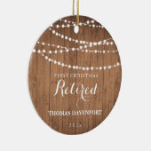 Rustikales Holz Rent 1. Weihnachtsfeier Keramik Or Keramik Ornament (Rechts)