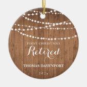 Rustikales Holz Rent 1. Weihnachtsfeier Keramik Or Ornament (Vorne)