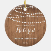 Rustikales Holz Rent 1. Weihnachtsfeier Keramik Or Ornament (Hinten)