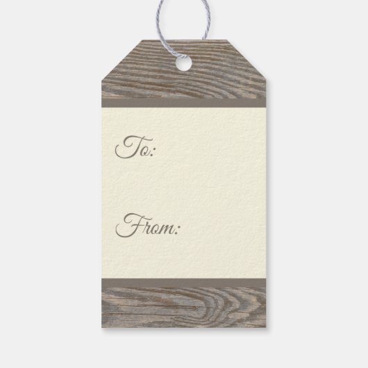 Rustikales Holz Rentier Beige Frohe Weihnachten Geschenkanhänger (Rückseite)