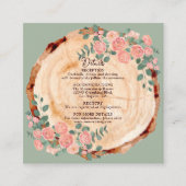 Rustikales Holz Rings Wasserfarbe Rosen Grün Begleitkarte (Vorderseite)