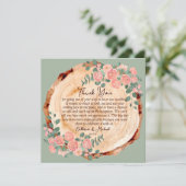 Rustikales Holz Rings Wasserfarbe Rosen Grün Dankeskarte (Stehend Vorderseite)