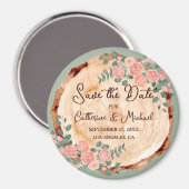 Rustikales Holz Rings Wasserfarbe Rosen Grün Magnet (Vorderseite/Rückseite)