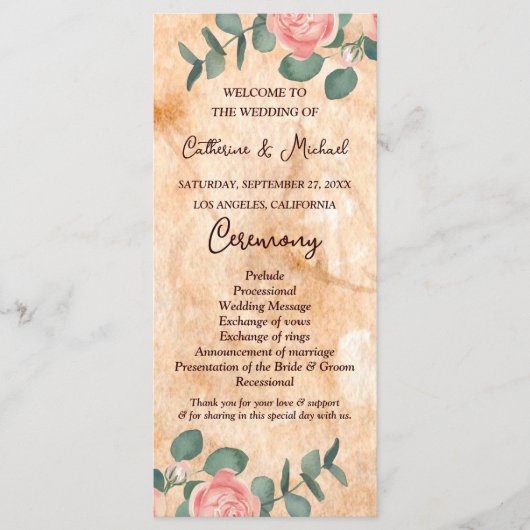 Rustikales Holz Rings Wasserfarbe Rosen Grün Programm (Vorderseite)