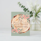 Rustikales Holz Rings Wasserfarbe Rosen Grün RSVP Karte (Stehend Vorderseite)