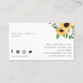 Rustikales Holz Rolling Button Gelbe Sonnenblume B Visitenkarte (Rückseite)