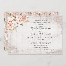 Rustikales Holz Romantische Rose Couple Polteraben Einladung