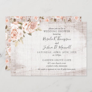 Rustikales Holz Romantische Rose Couple Polteraben Einladung