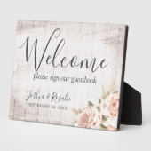 Rustikales Holz Romantische Rose Shabby Begrüßung Fotoplatte (Seite)