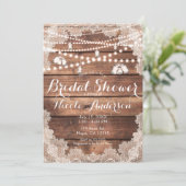 Rustikales Holz Romantische Spitzen Mason Jars Bra Einladung (Stehend Vorderseite)