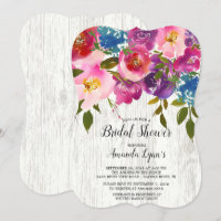 Rustikales Holz Rosa Blume Brautdusche Einladung