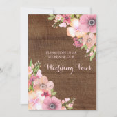 Rustikales Holz Rosa Blume Vow Erneuerbare Einladu Einladung (Vorderseite)