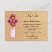 Rustikales Holz rosa Blumenmason Jar Hochzeitdetai Begleitkarte (Vorderseite)