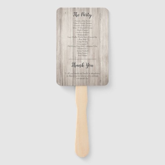 Rustikales Holz rosa Blumenmason Jar Wedding Fächer (Rückseite)