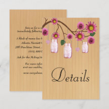 Rustikales Holz rosa Blumenmason Jars Hochzeitsdet